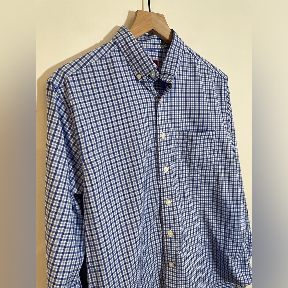 UNTUCKit Blue Plaid Nylon Performance Button Down Shirt, Size Small Lightweight - Picture 3 of 9